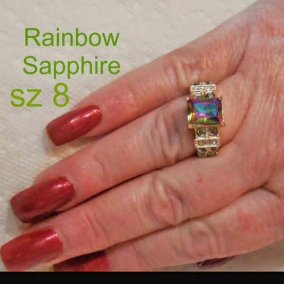 Unisex Rainbow Topaz Ring  NEW - Picture 6 of 10